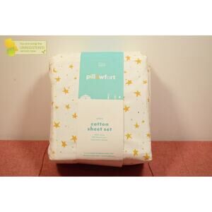 Pillowfort Stars Cotton Kids' Sheet Set Yellow/White Twin*